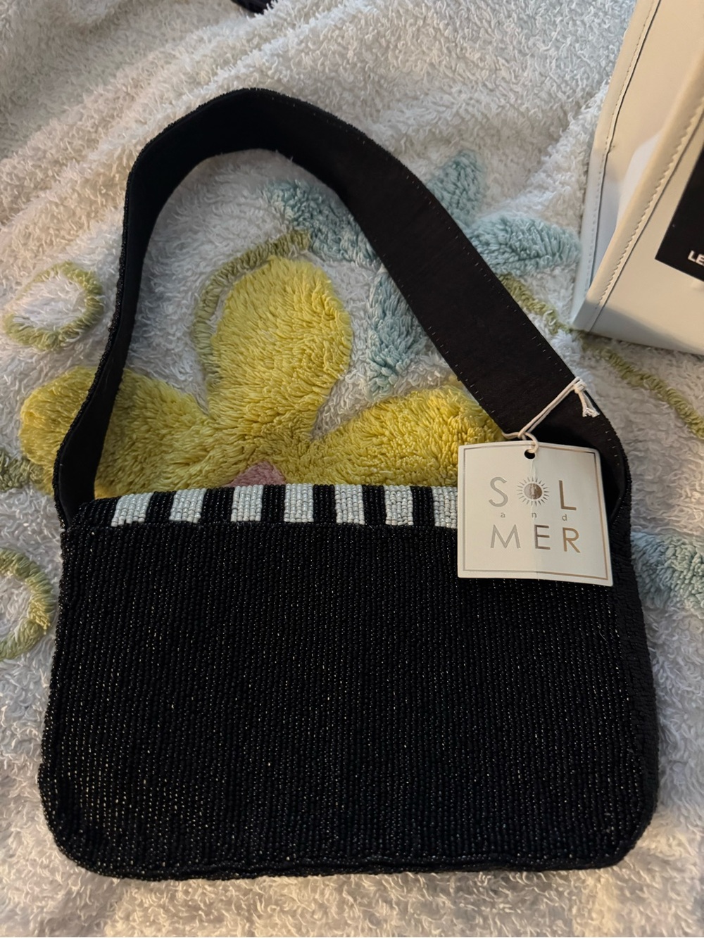 NWT Beaded French Bulldog Striped Shoulder Bag Frenchie Flap Purse MSRP $88 - Picture 2 of 3